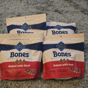Buffalo Bones Baked with Beef Dog Treats - Red and Blue